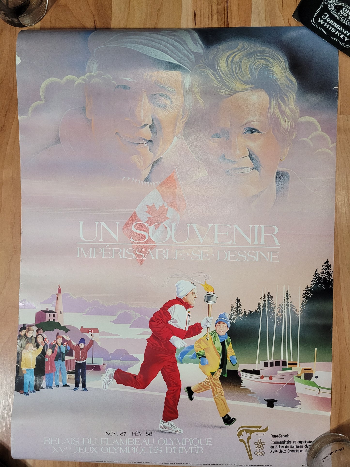 Lot of 3 Double-Sided Calgary 1988 Winter Olympics Petro-Canada Torch Relay Posters