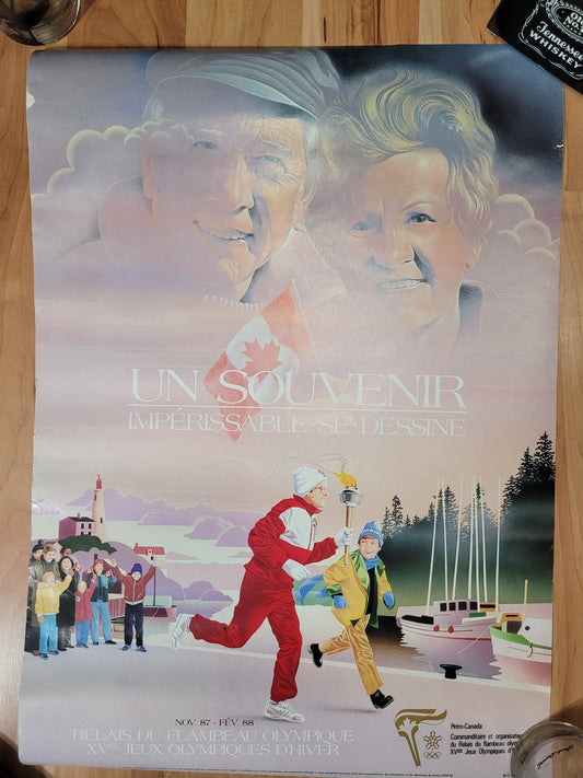 Lot of 3 Double-Sided Calgary 1988 Winter Olympics Petro-Canada Torch Relay Posters