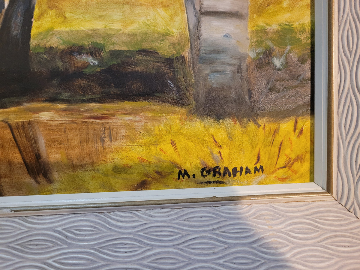 Original M. Graham Saskatchewan Autumn Landscape Painting – Framed 28" x 21.5"