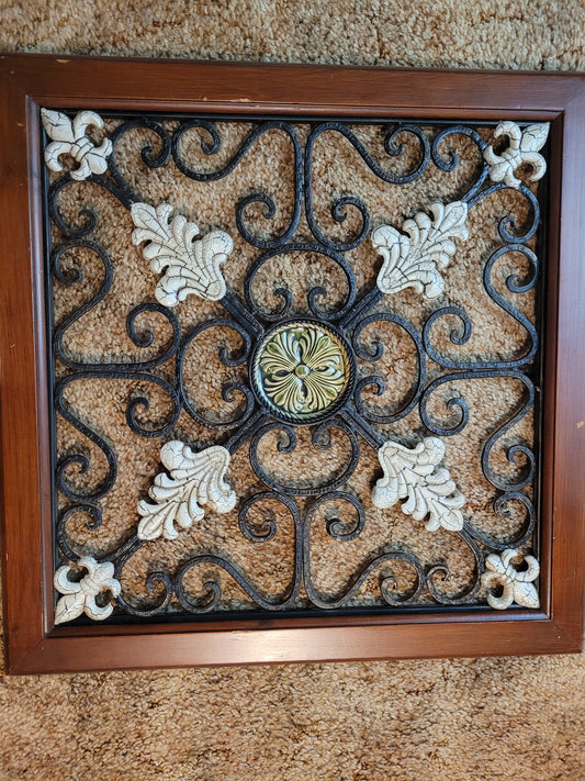 Vintage Ornate Metal Wall Décor Panel – 23" x 23"