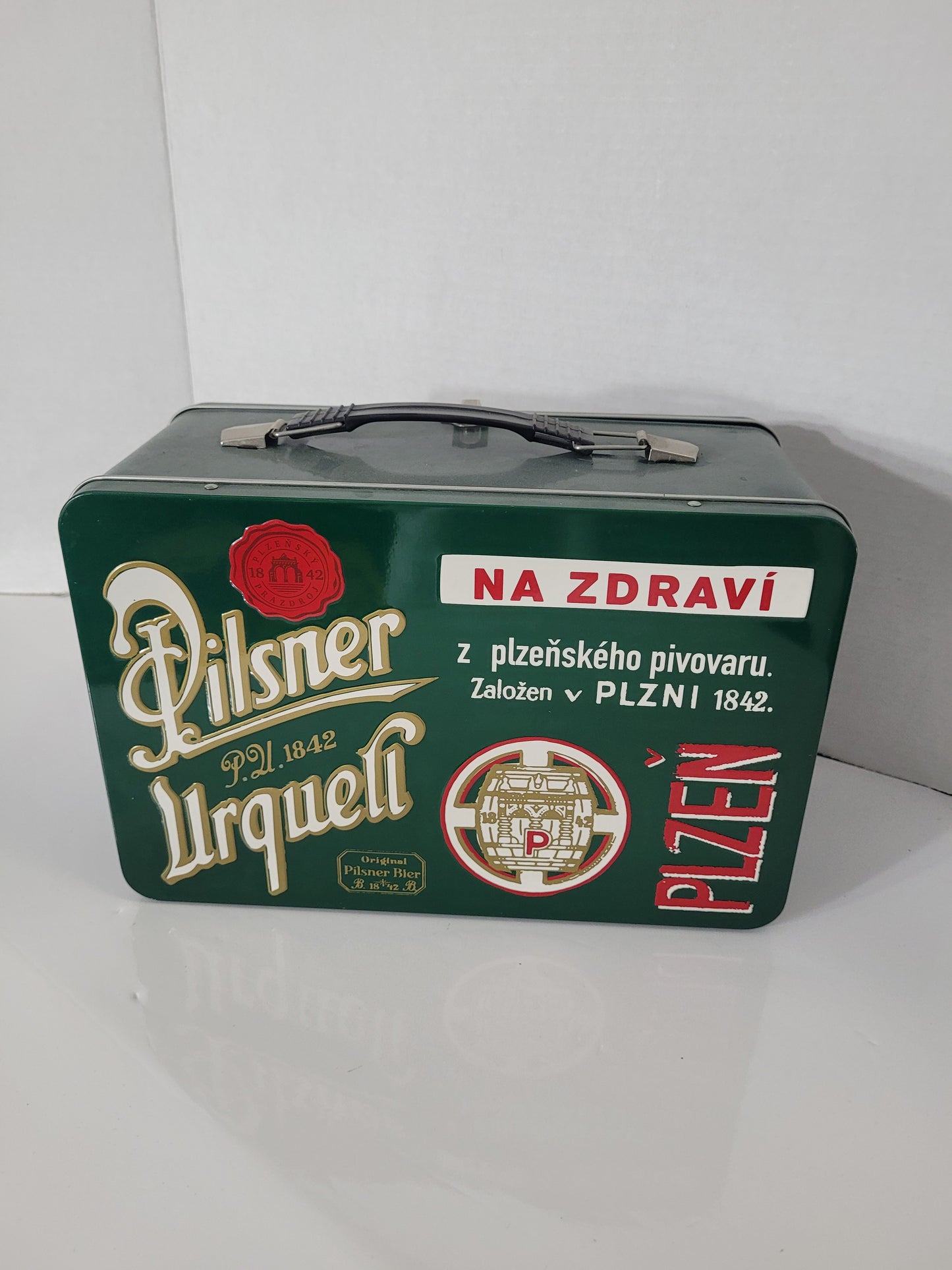 Pilsner Urquell Green Metal Beer Advertising Lunch Box / Carrying Case – Czech Breweriana