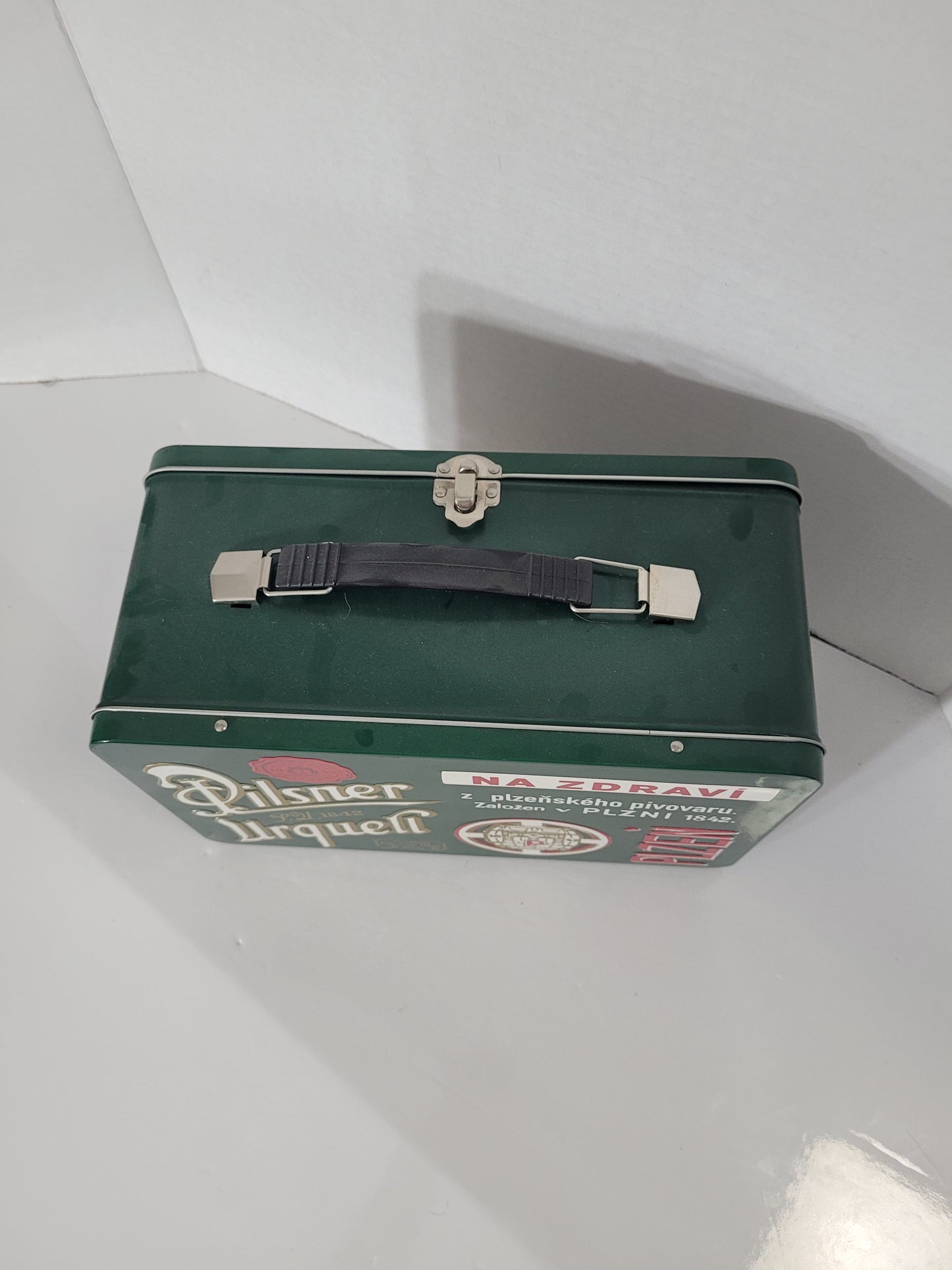 Pilsner Urquell Green Metal Beer Advertising Lunch Box / Carrying Case – Czech Breweriana