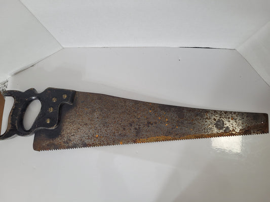 Vintage 28" Hand Saw – Black Wood Handle – “Johnny Cash” Saw – Rustic Tool Decor