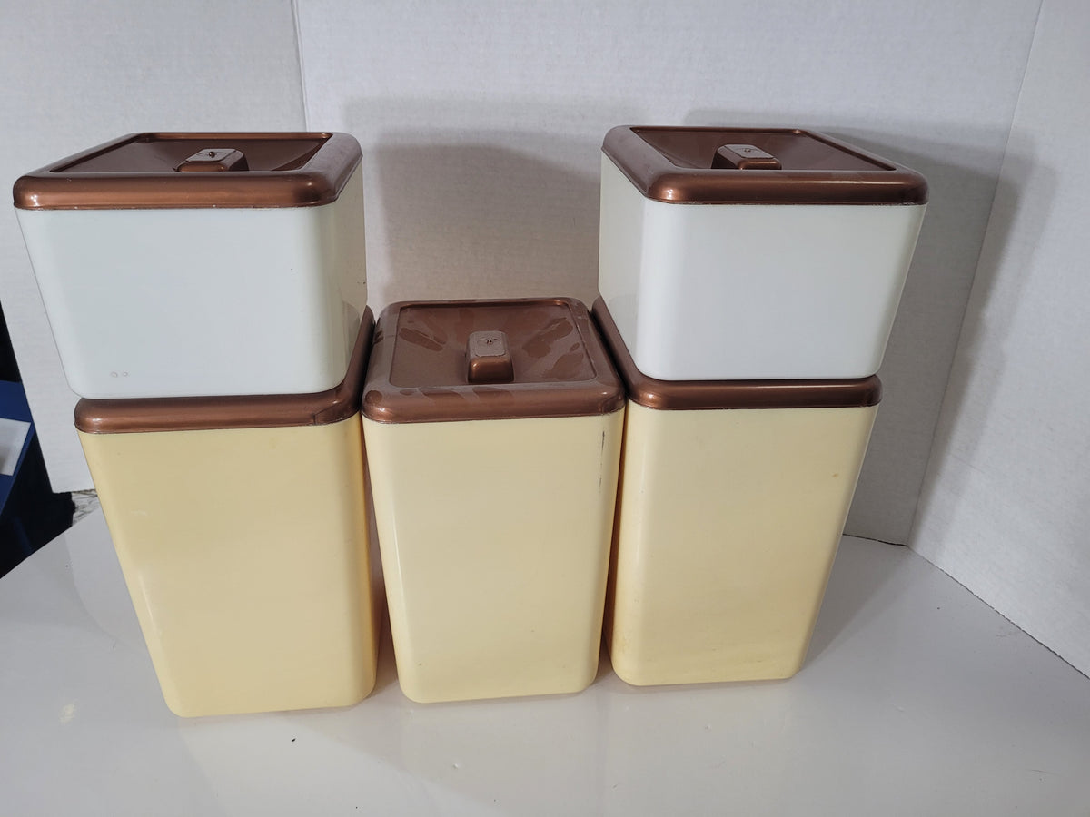 Vintage Beacon 5-Piece Kitchen Canister Set – Coffee, Tea, Sugar, Cookies & Flour