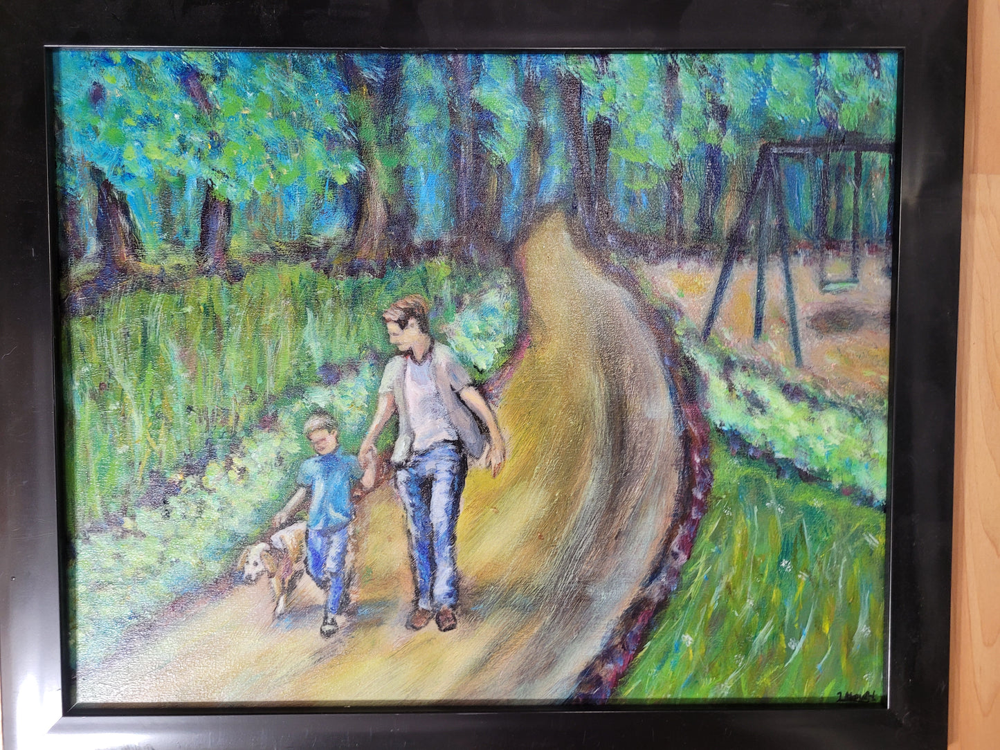 Original Acrylic Painting “Our Daily Walk” by Linda Hoult – Framed – 22" x 18"