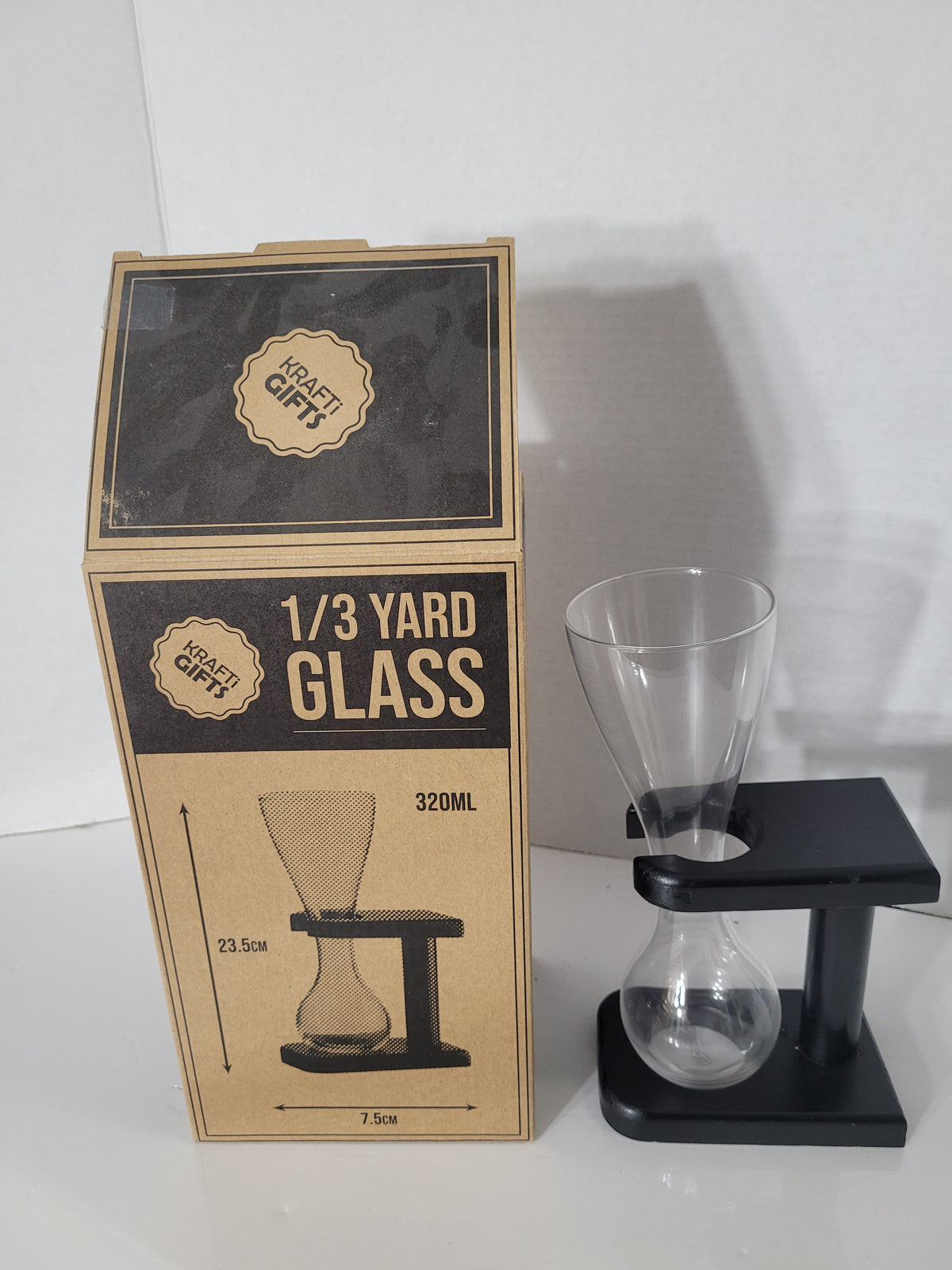 Kraft Gifts 1/3 Yard Glass 320ml Beer Drinking Glass with Stand – Boxed