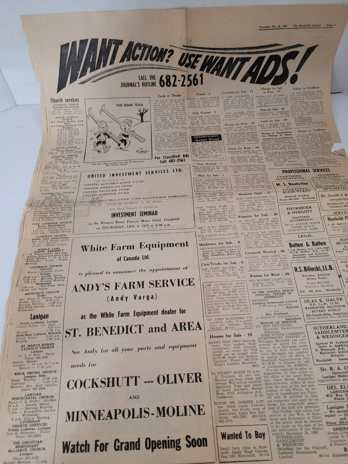 Vintage 1969 Humboldt Journal Christmas Day Newspaper – Saskatchewan Farm & Local Advertising