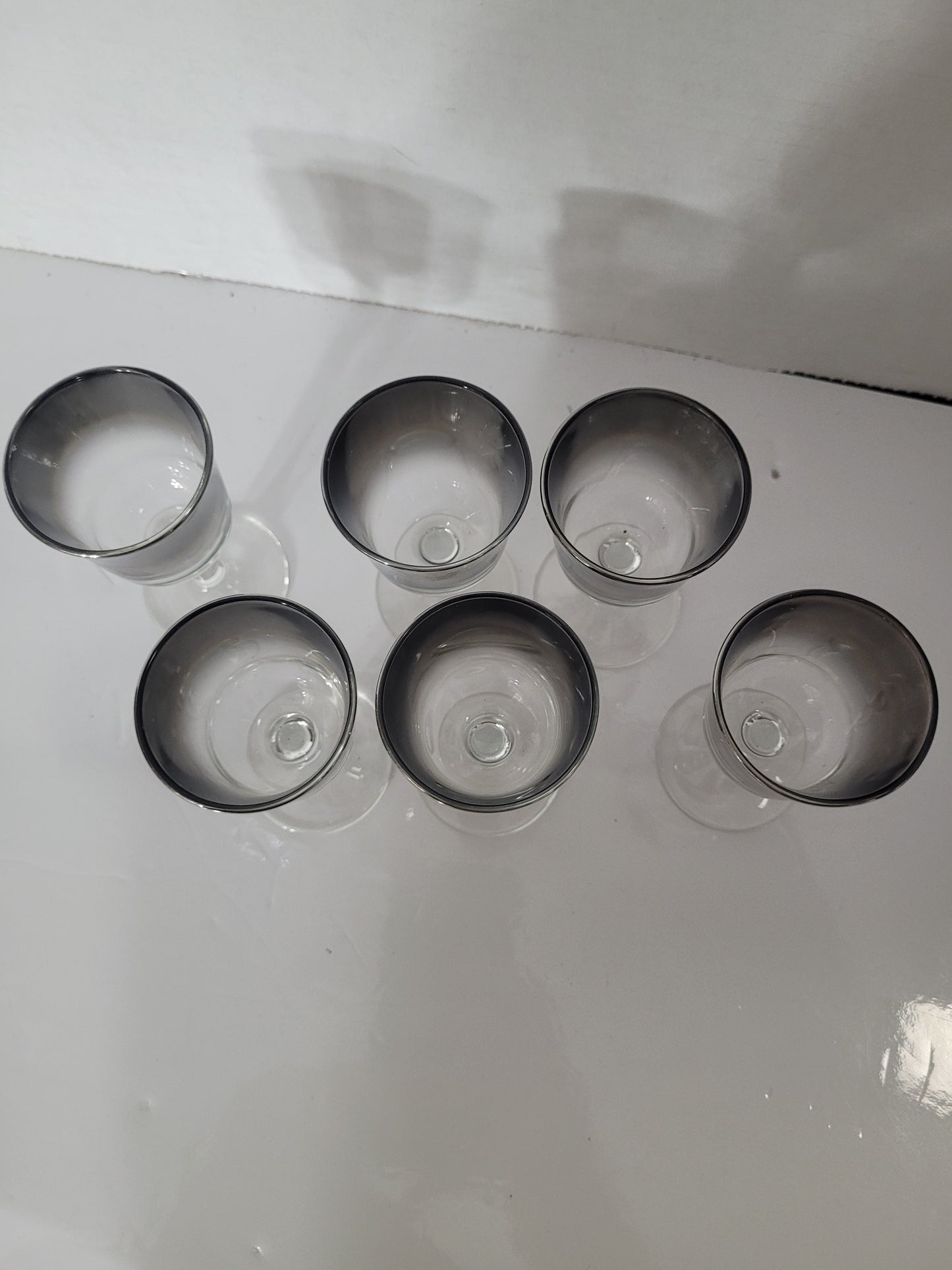 Vintage Set of 6 Silver Fade Stemmed Liqueur Glasses – 3.75"