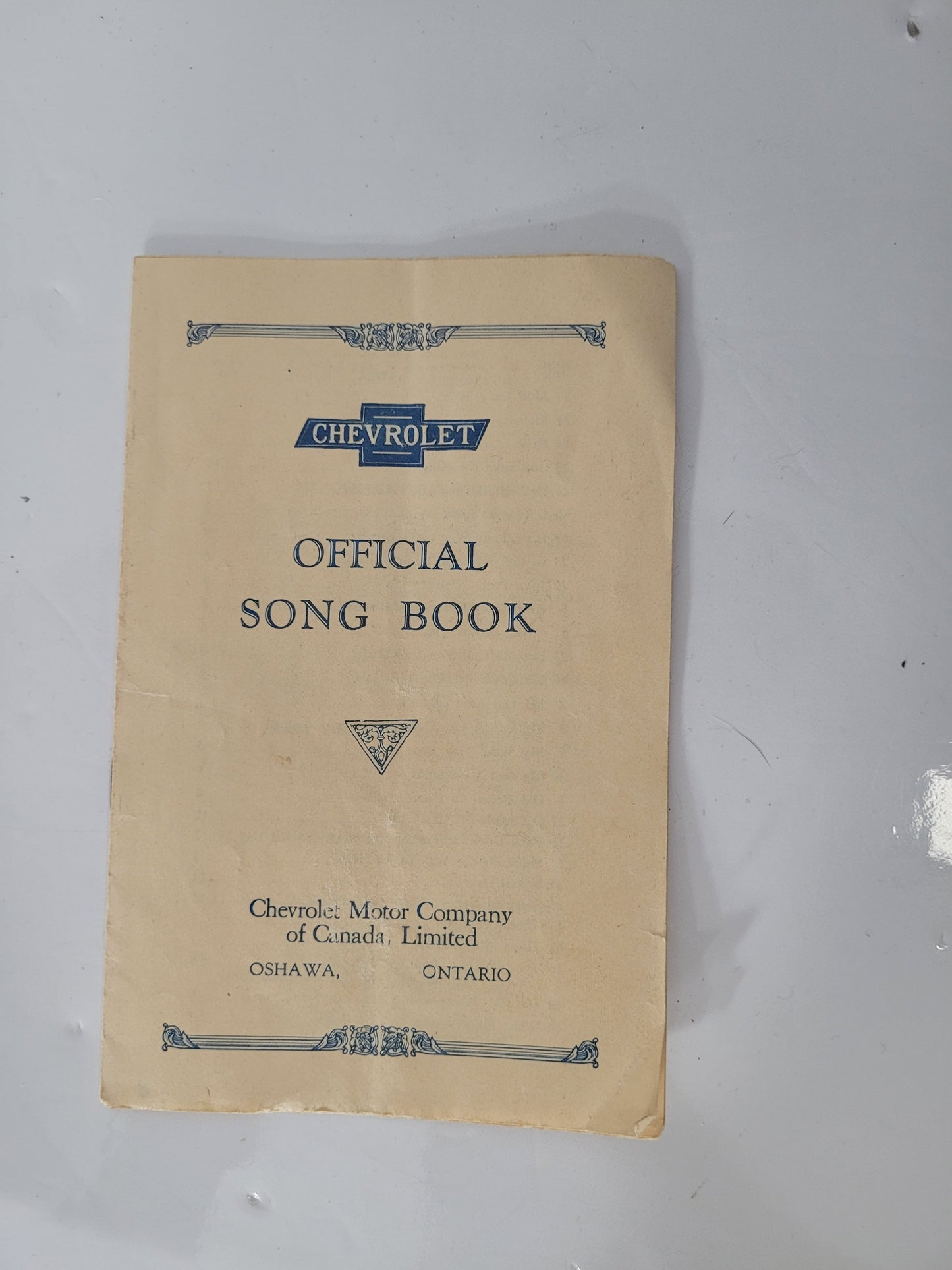 Vintage Chevrolet Official Song Book – Chevrolet Motor Company of Canada – Oshawa Ontario