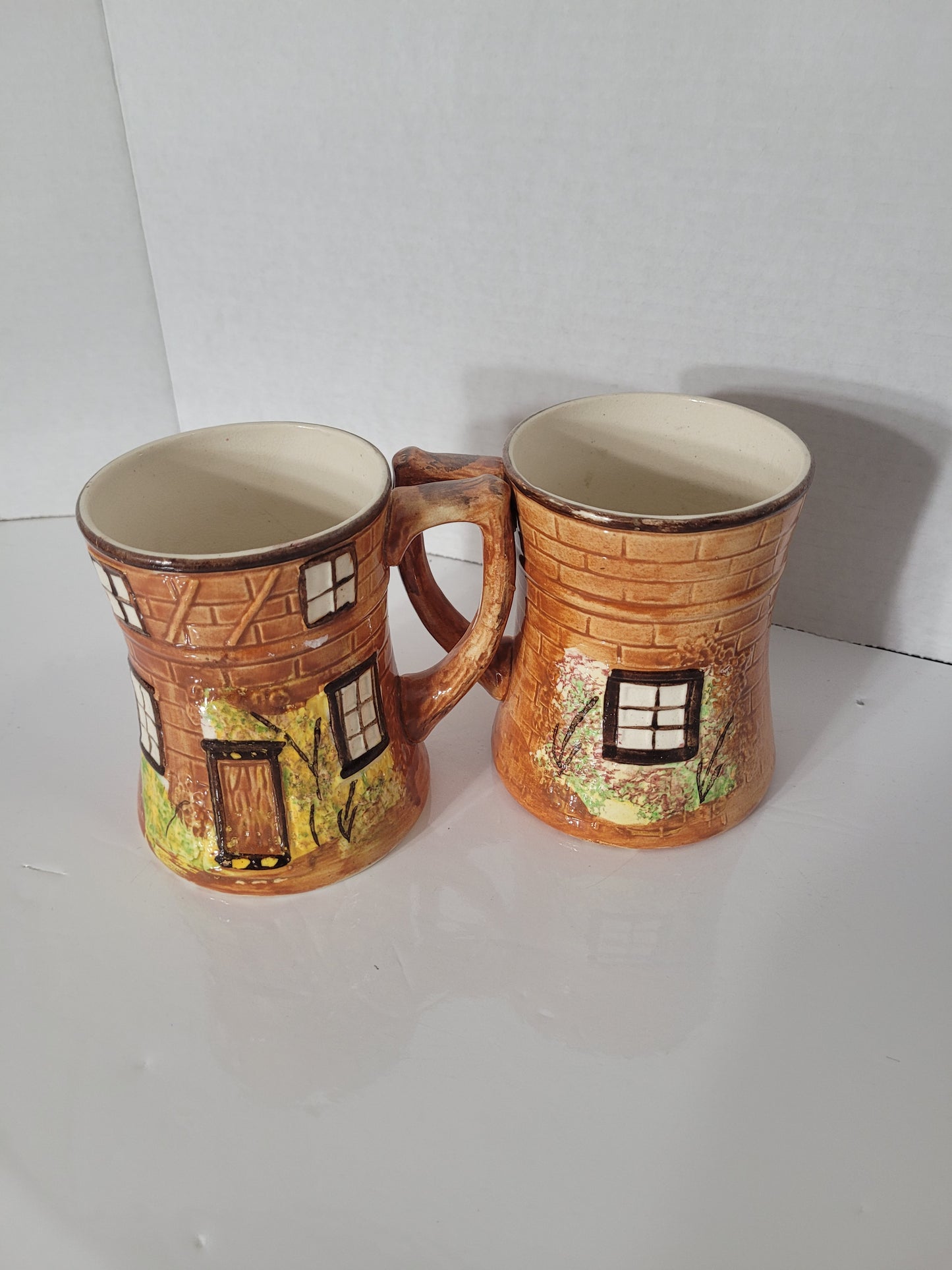 Vintage Price Bros Cottage Ware Mugs – Pair – 4" x 4.5" – Made in England
