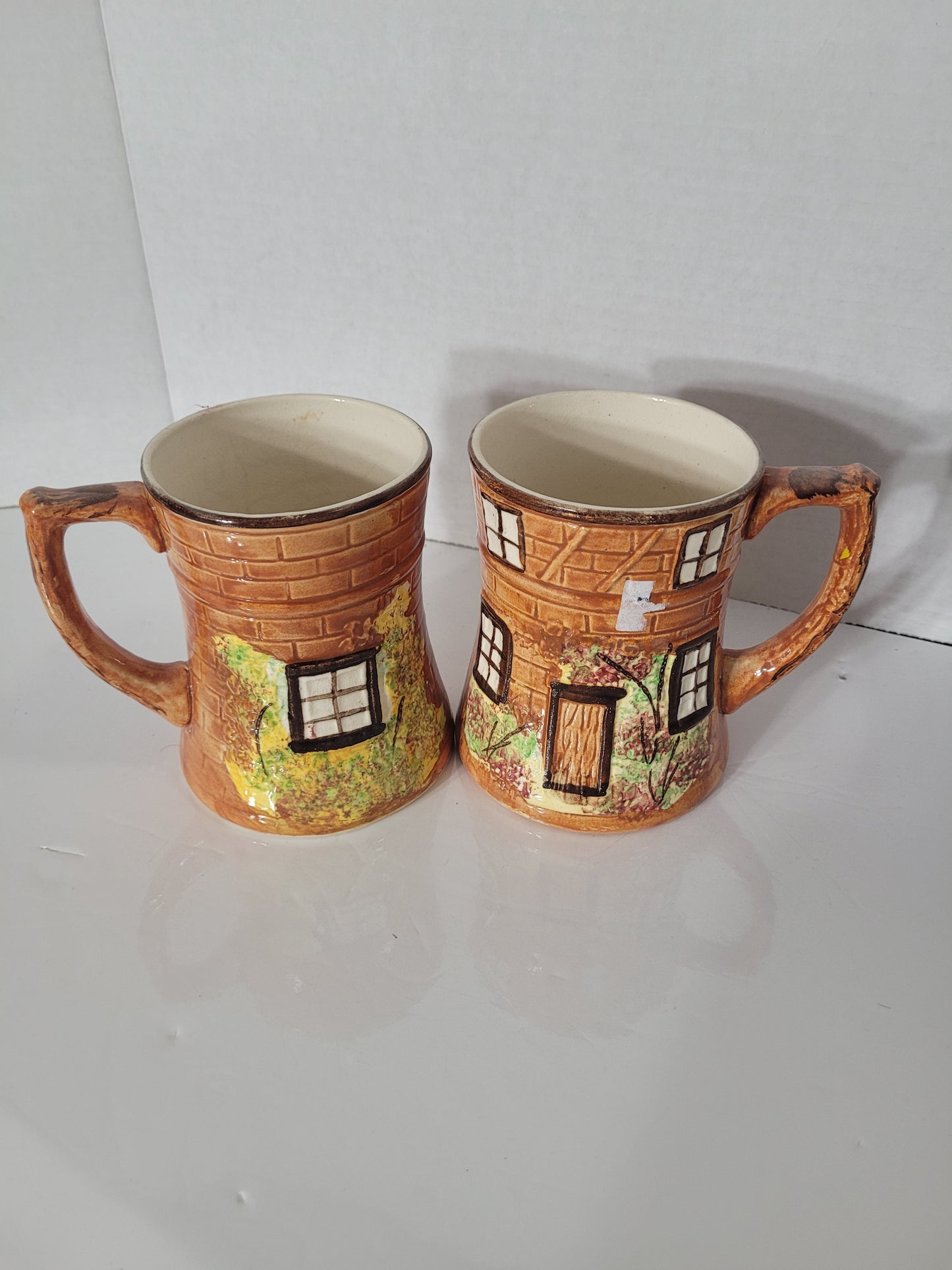 Vintage Price Bros Cottage Ware Mugs – Pair – 4" x 4.5" – Made in England