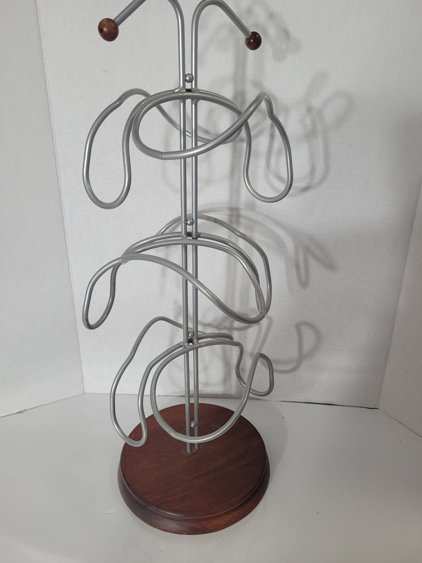 Vintage 6-Bottle Countertop Wine Rack with Wood Base – 22" Tall