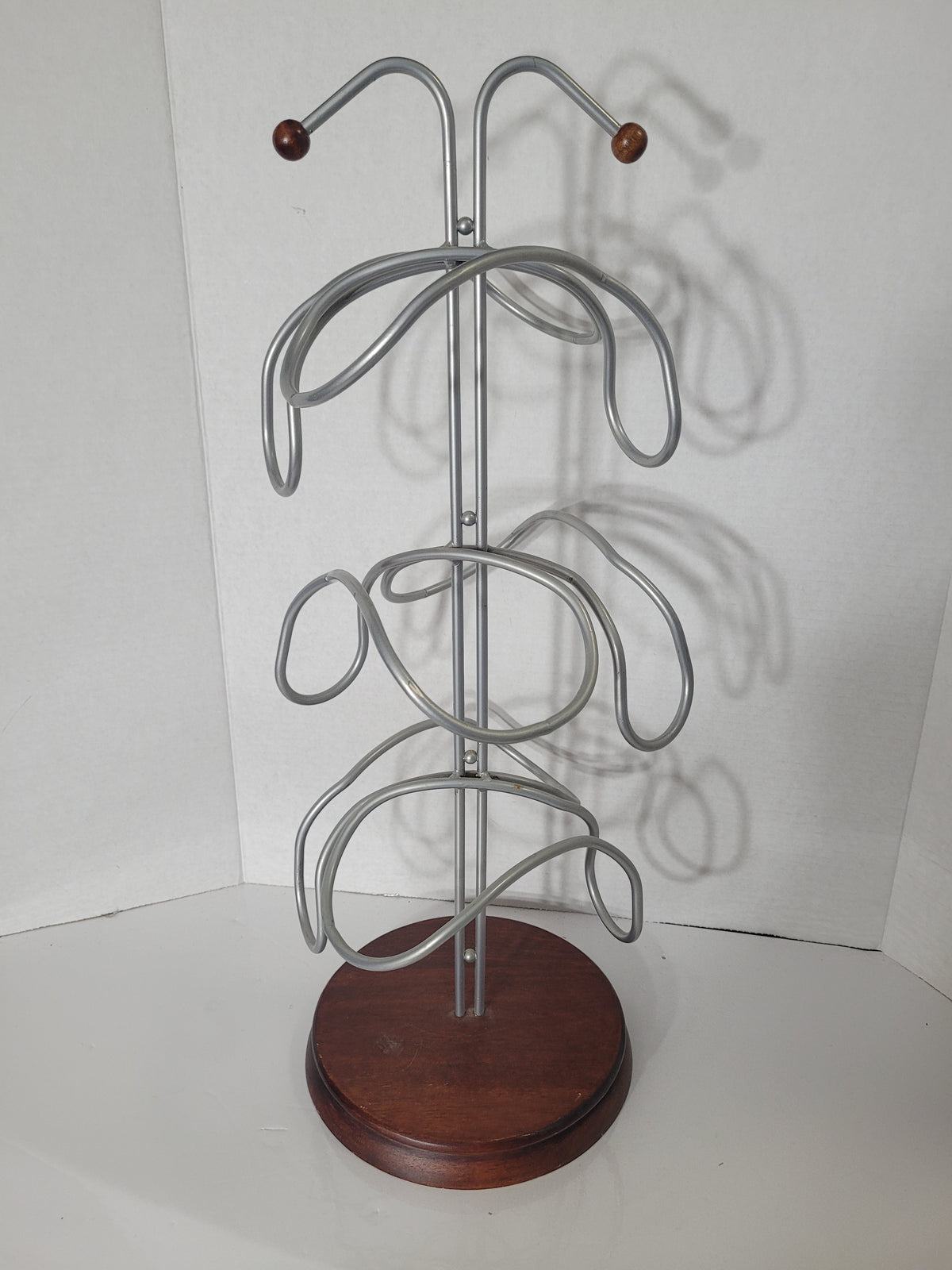 Vintage 6-Bottle Countertop Wine Rack with Wood Base – 22" Tall
