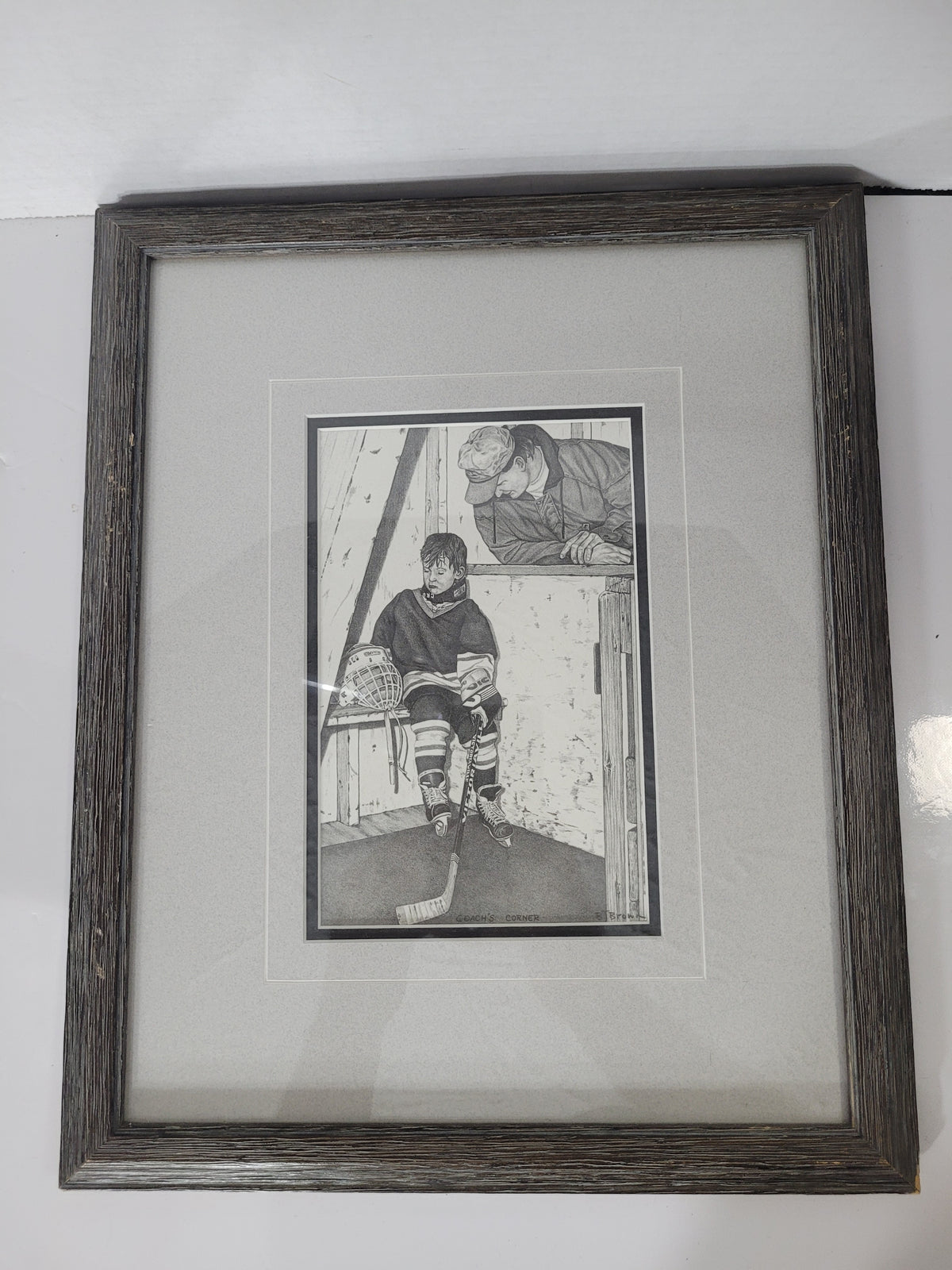 Bernie Brown “Coach’s Corner” Hockey Print – Professionally Framed 12" × 15"