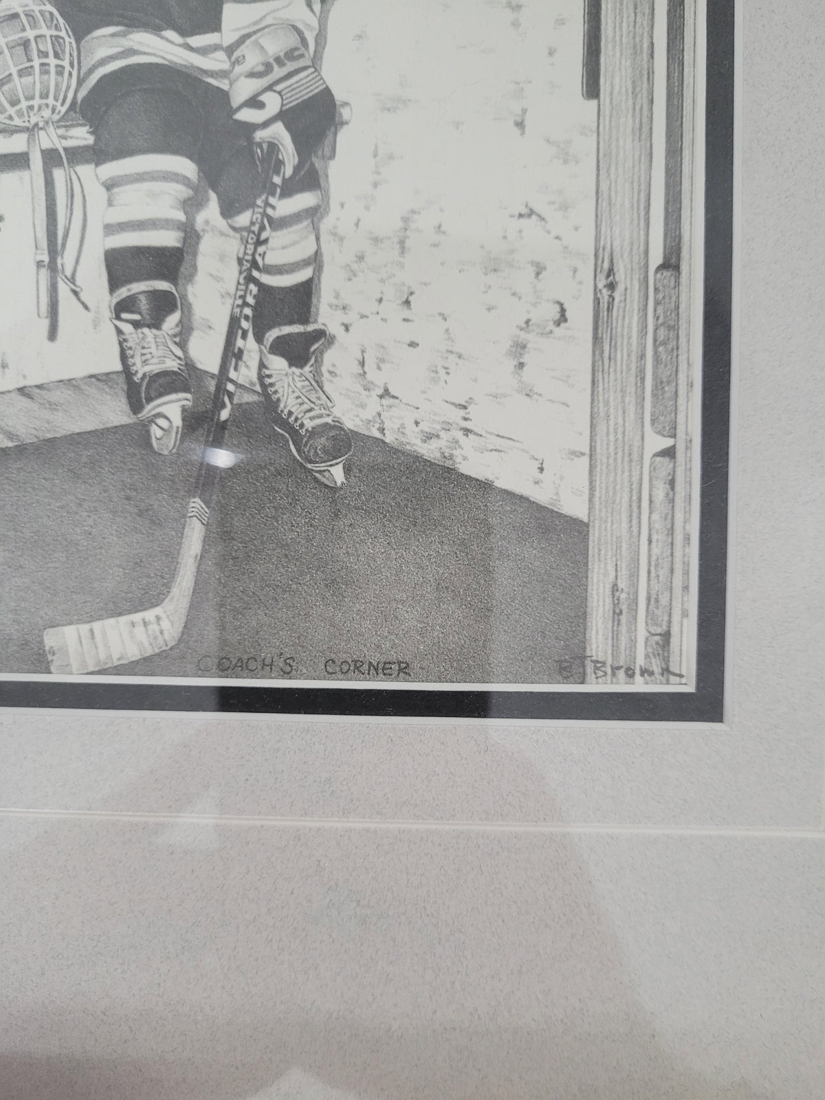 Bernie Brown “Coach’s Corner” Hockey Print – Professionally Framed 12" × 15"