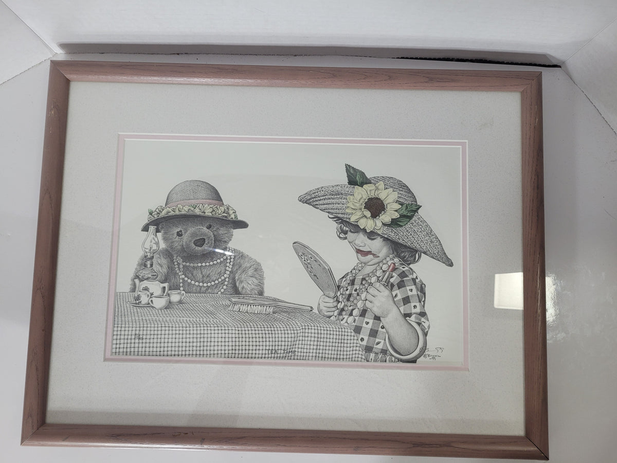 Bernie Brown “Tea Time” Signed & Numbered Print – 52/55 – 1999 – Framed 18" × 13.5"