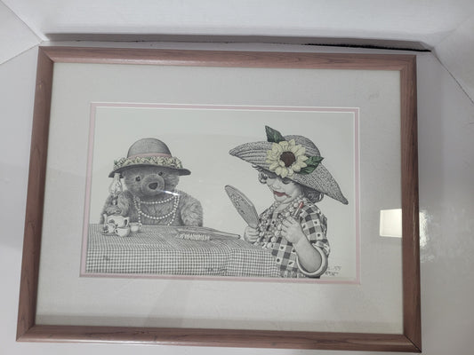 Bernie Brown “Tea Time” Signed & Numbered Print – 52/55 – 1999 – Framed 18" × 13.5"