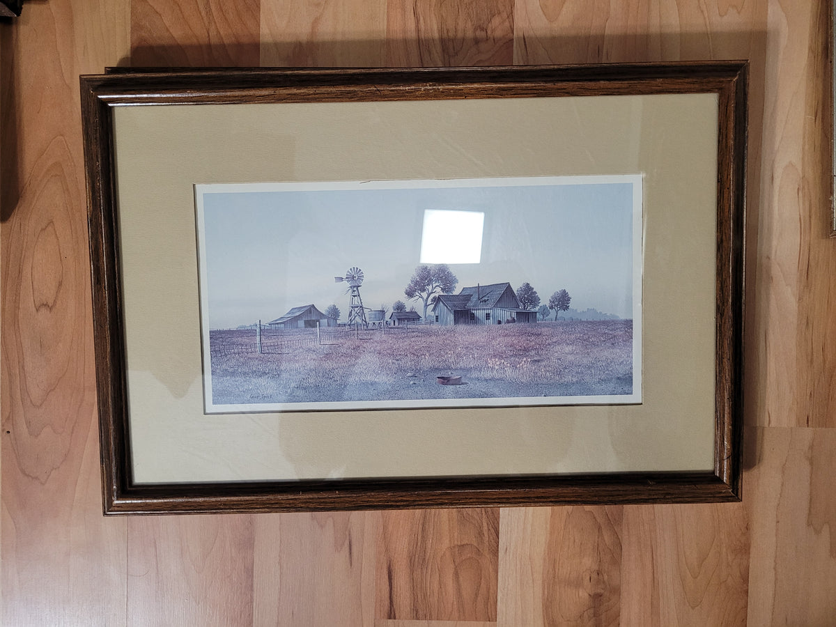 Pair of Gene Speck Framed Farm Scene Prints – 18.5" x 12.5" Each – Sold as Set