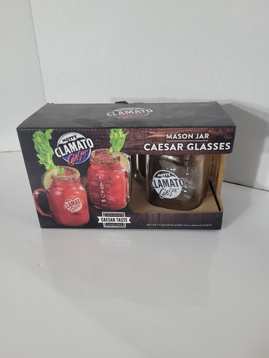 Mott’s Clamato Caesar Mason Jar Glasses – Set of 2 – 20.2 oz / 600 mL