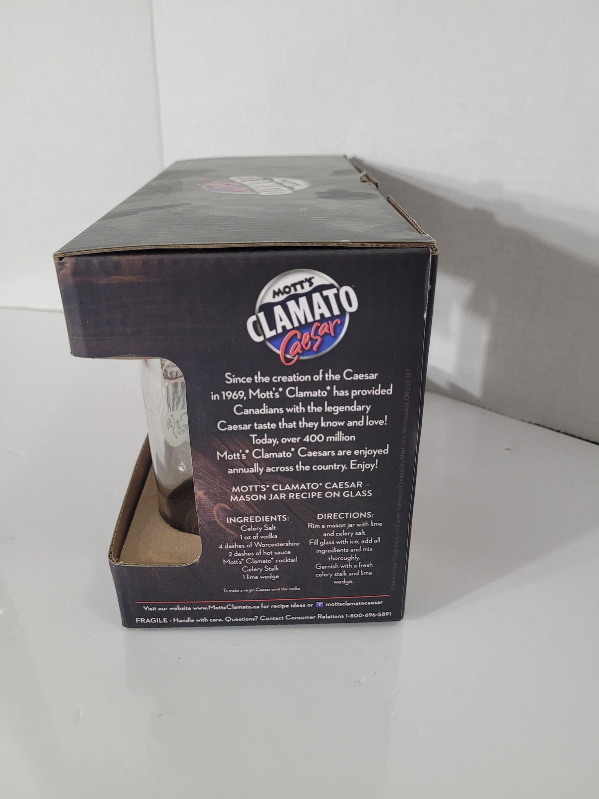 Mott’s Clamato Caesar Mason Jar Glasses – Set of 2 – 20.2 oz / 600 mL