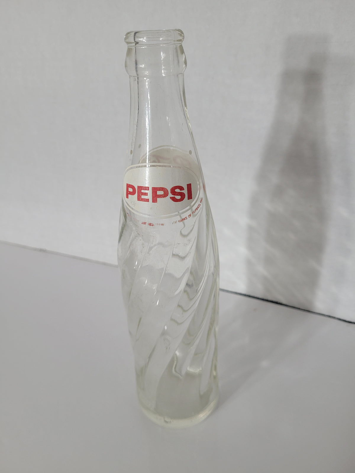 Vintage Pepsi-Cola Swirl Glass Bottle – 1969 Base Marking – Red & White ACL Logo