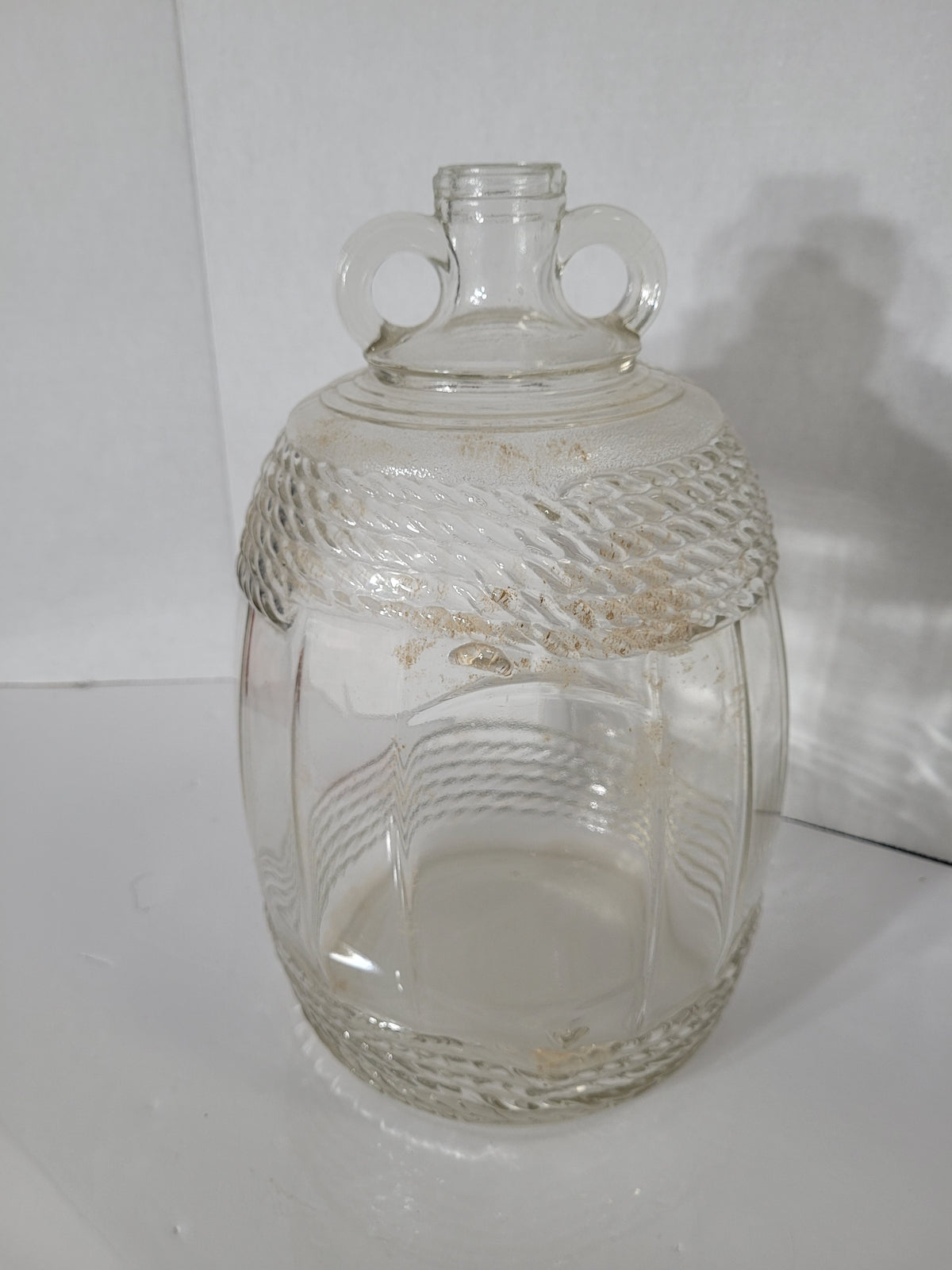 Vintage Dominion Glass Two-Handle Jug – Rope Pattern – Embossed 1935