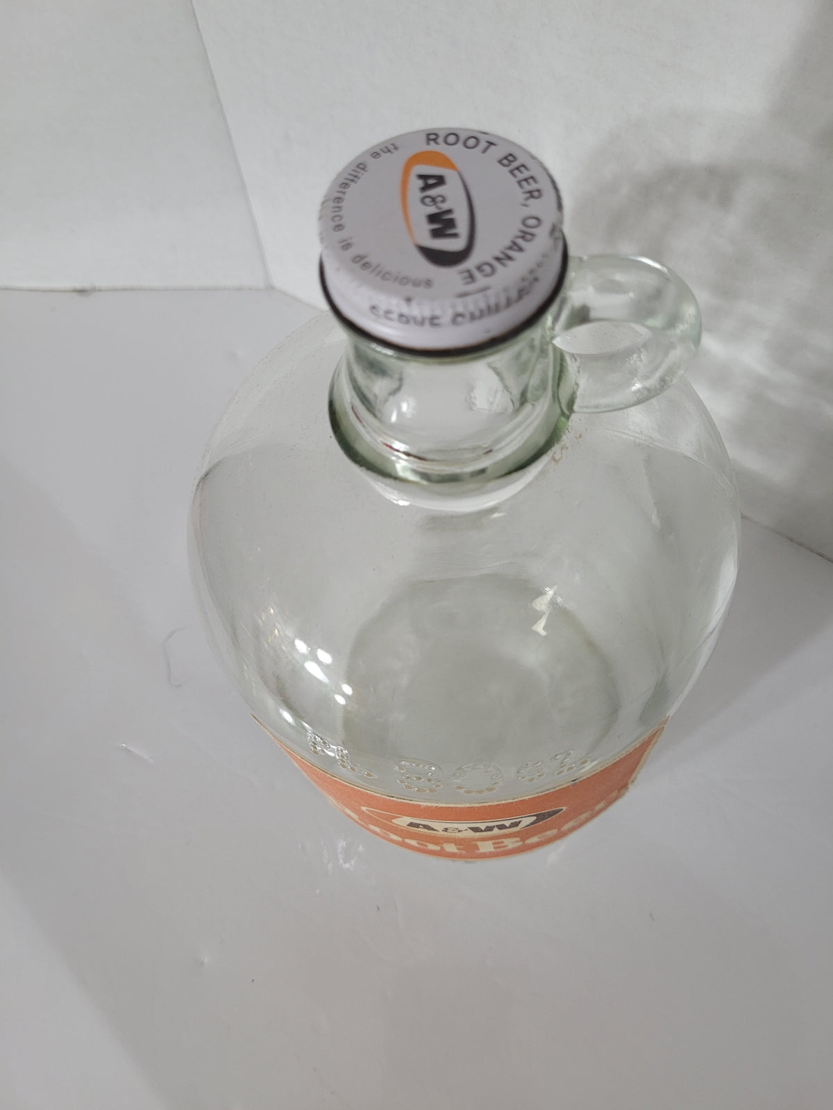 Vintage A&W Root Beer Glass Jug – Original Label & Cap – 80 fl. oz. – 9.5" x 5"
