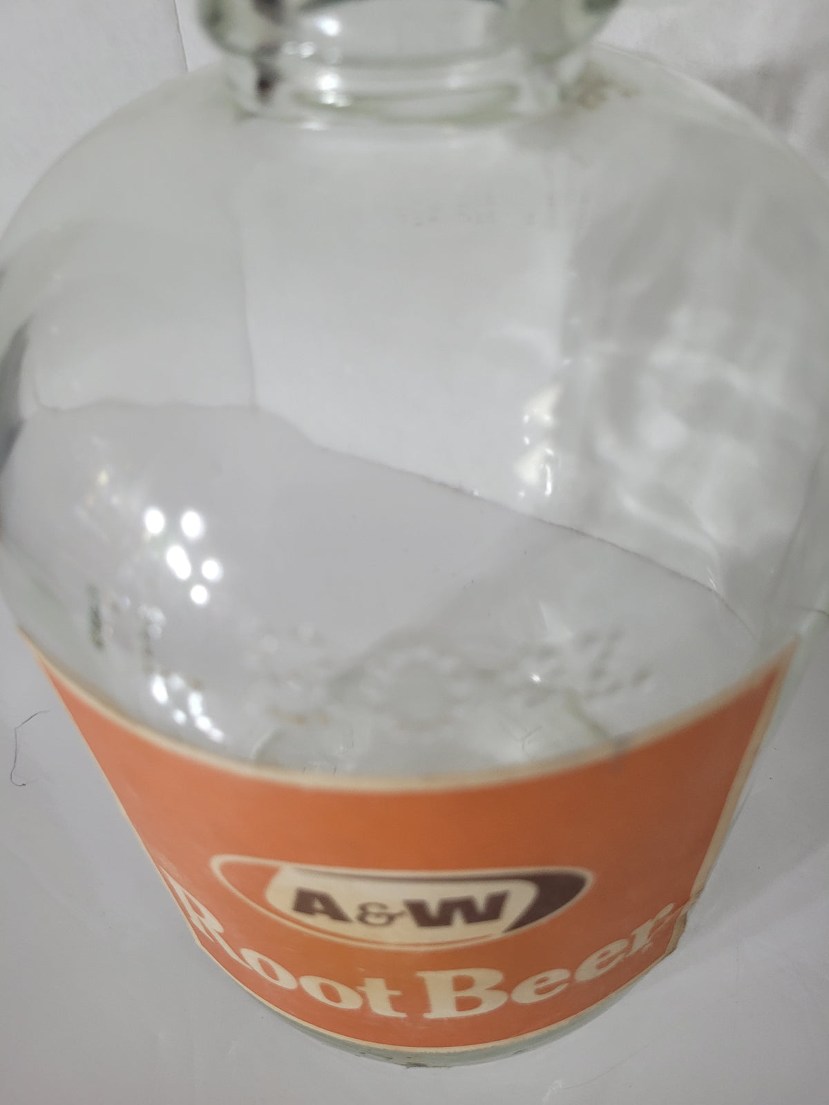 Vintage A&W Root Beer Glass Jug – Original Label & Cap – 80 fl. oz. – 9.5" x 5"