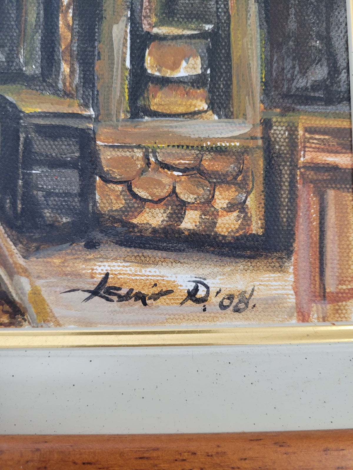 Signed Original Street Scene Painting – Framed – 17" x 14.75"