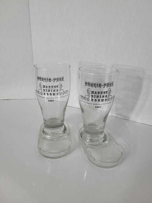 Rare Vintage Durgin-Park Market Dining Rooms Glasses with Coaster/Ashtray Bases – Set of 2