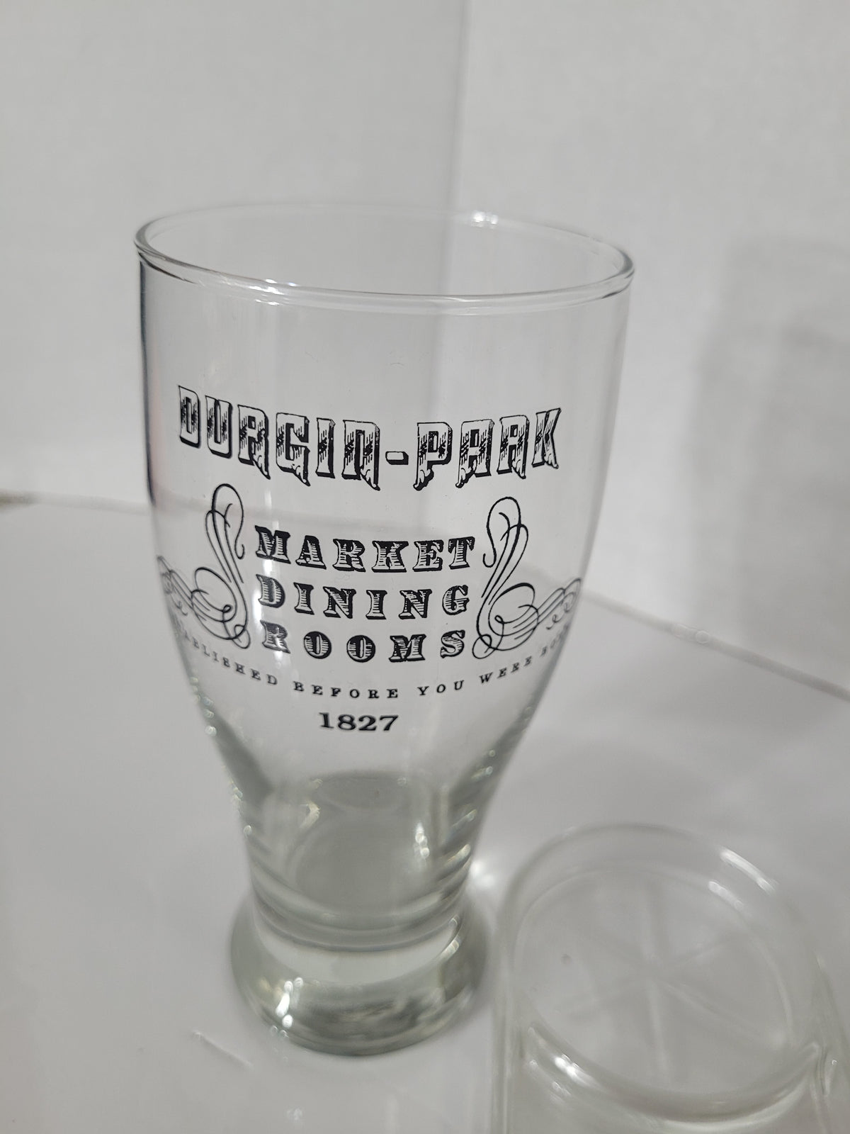 Rare Vintage Durgin-Park Market Dining Rooms Glasses with Coaster/Ashtray Bases – Set of 2
