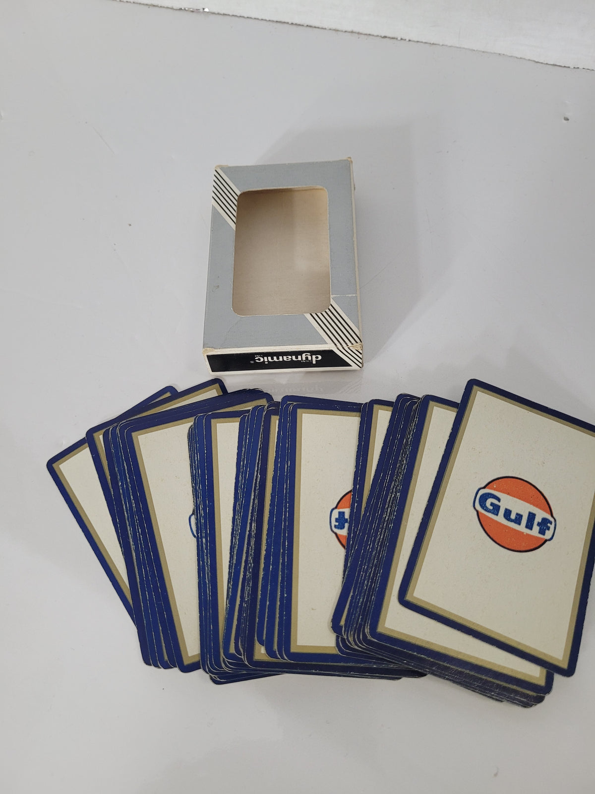 Vintage Gulf Oil Advertising Playing Cards – 54-Card Deck with Original Dynamic Line Box