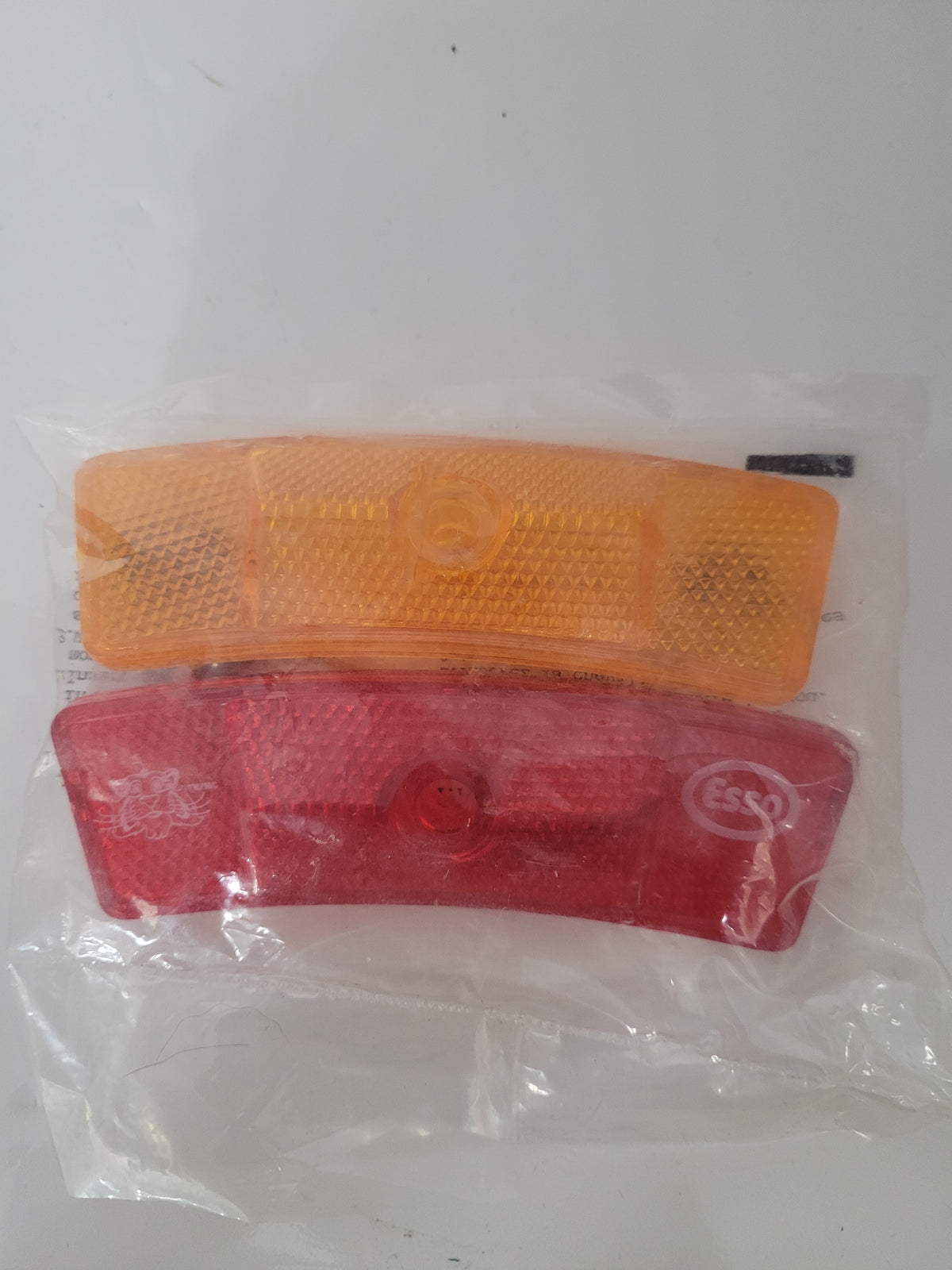 Vintage Esso Tiger Bicycle Wheel Reflectors – Red & Amber – New Old Stock