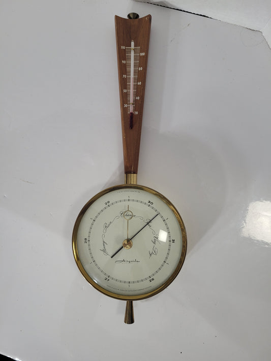 Vintage Airguide Mid-Century Wall Barometer & Thermometer – Chicago USA – 15"