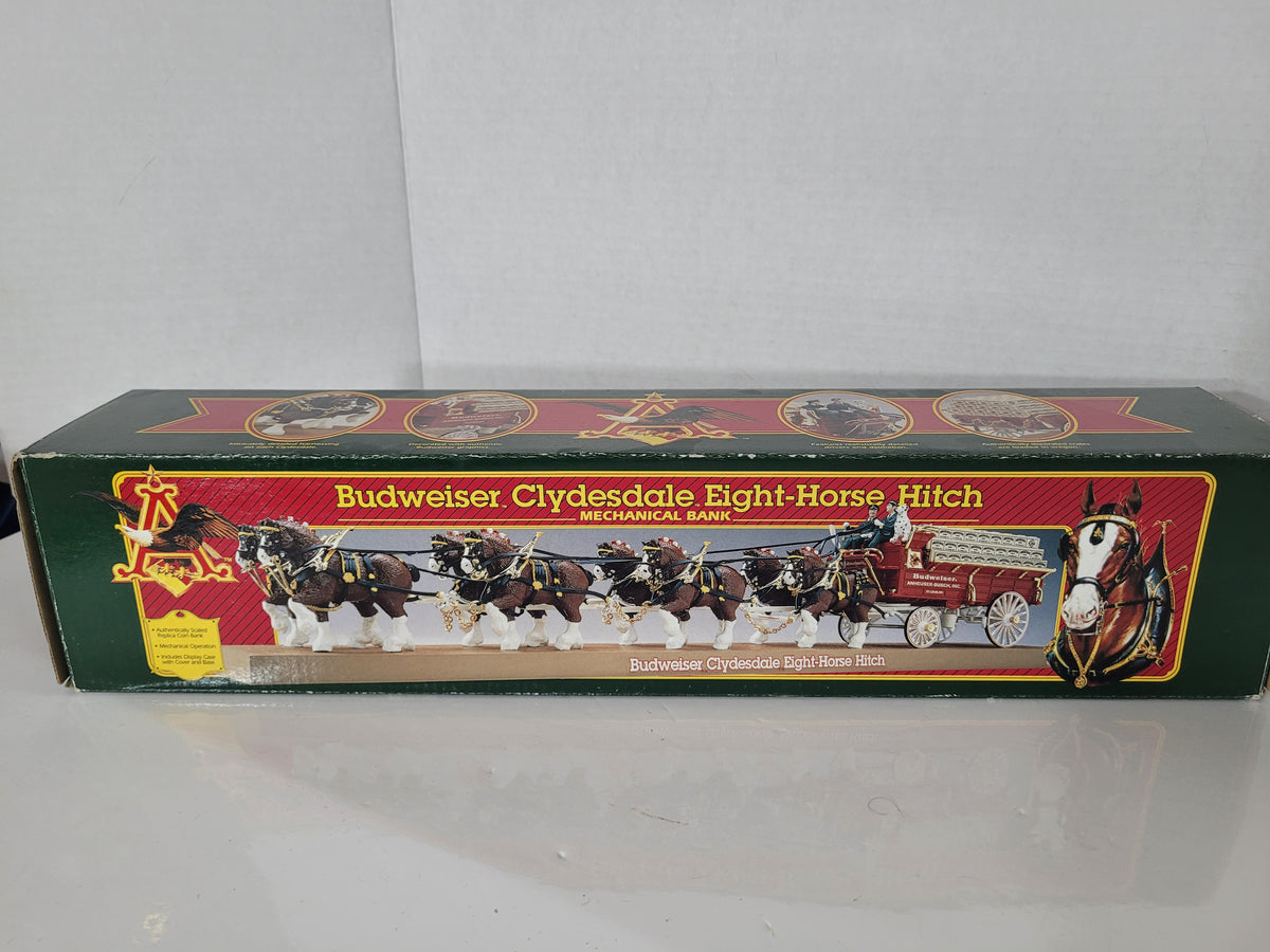 1995 ERTL Budweiser Clydesdale Eight-Horse Hitch Mechanical Bank B576 – Original Box & Display Case