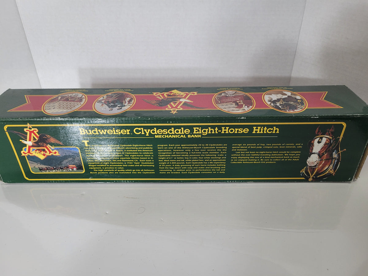 1995 ERTL Budweiser Clydesdale Eight-Horse Hitch Mechanical Bank B576 – Original Box & Display Case