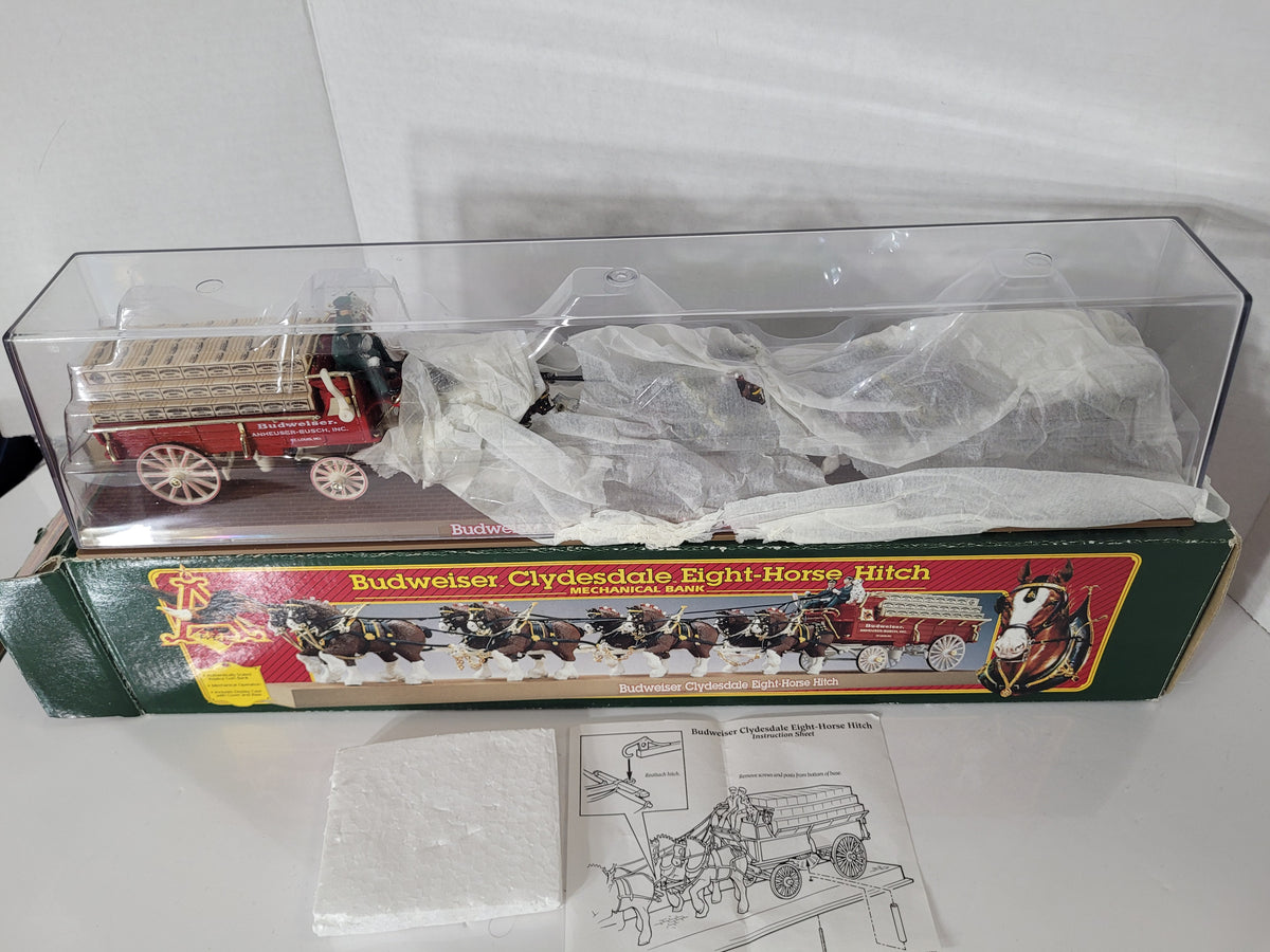 1995 ERTL Budweiser Clydesdale Eight-Horse Hitch Mechanical Bank B576 – Original Box & Display Case
