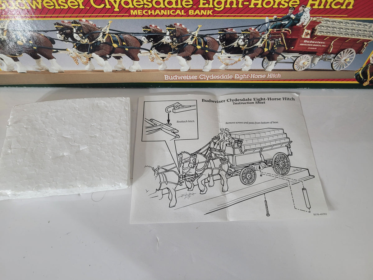 1995 ERTL Budweiser Clydesdale Eight-Horse Hitch Mechanical Bank B576 – Original Box & Display Case