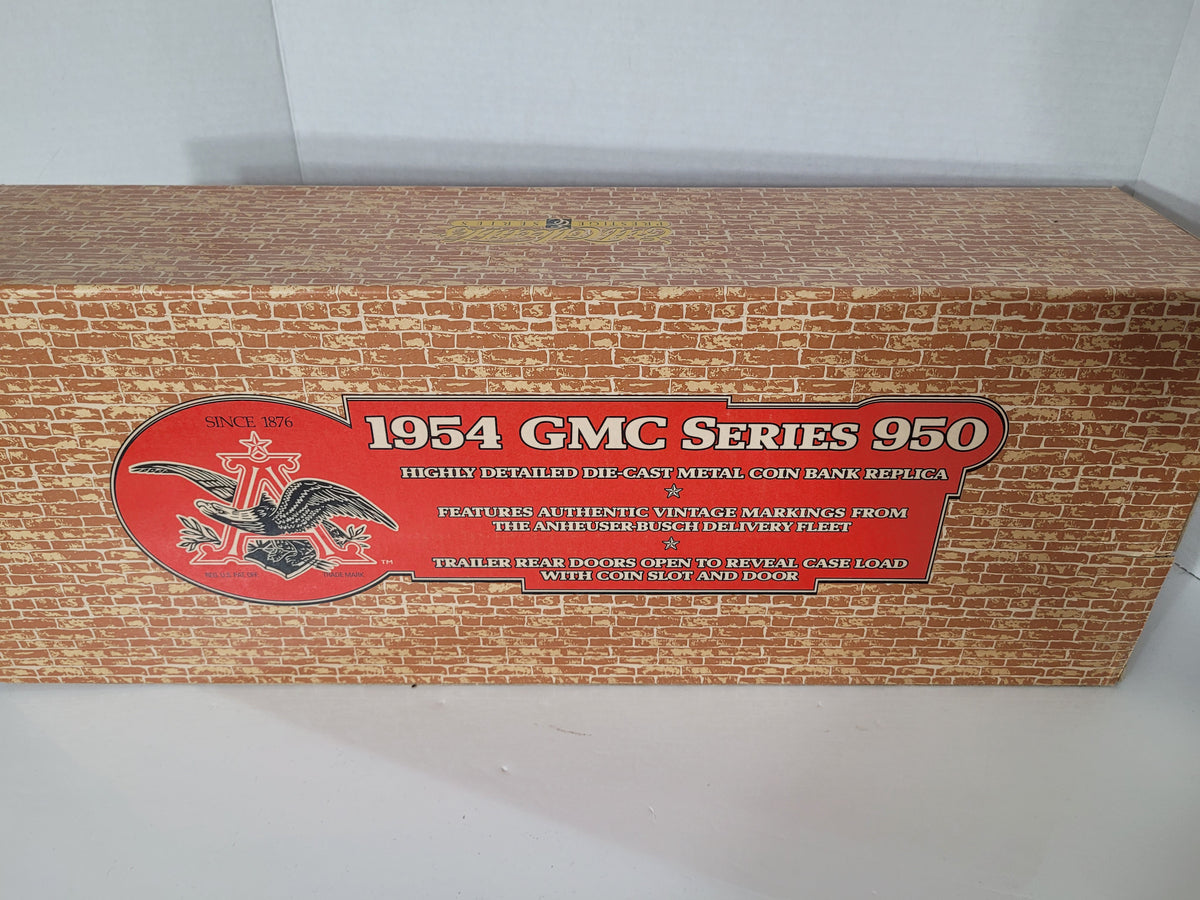 1999 ERTL Budweiser 1954 GMC Series 950 Tractor Trailer Die-Cast Coin Bank – Stock #27170 – Original Box