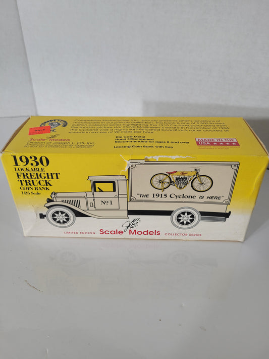 1993 ERTL Competition Motorcycles 1930 Freight Truck Coin Bank – 1915 Cyclone – Limited Edition of 2,500