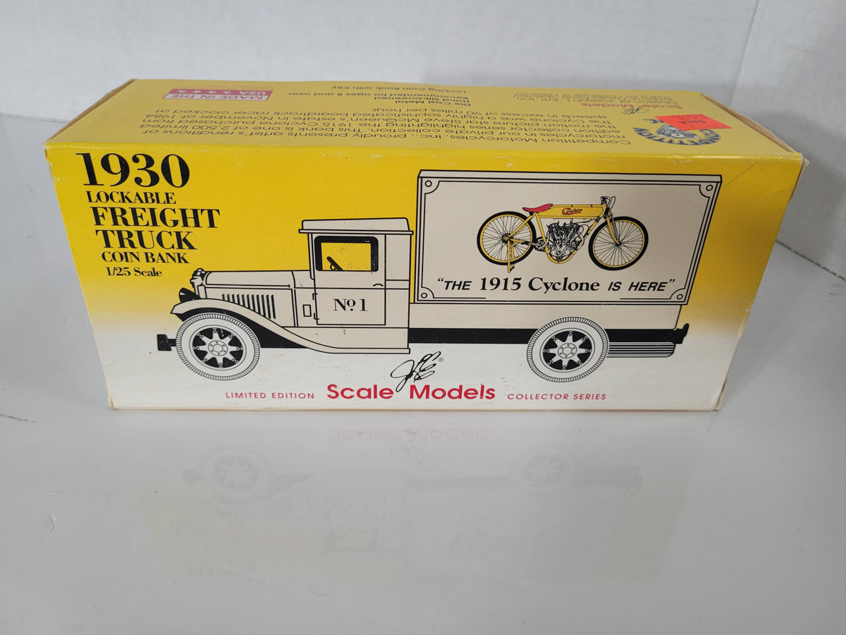 1993 ERTL Competition Motorcycles 1930 Freight Truck Coin Bank – 1915 Cyclone – Limited Edition of 2,500