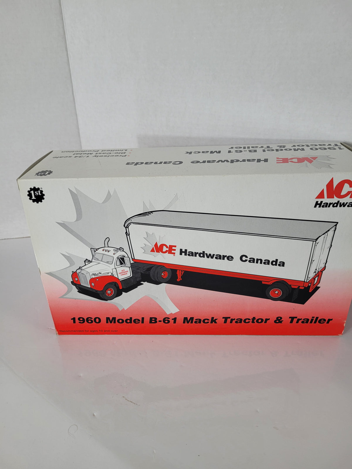 First Gear ACE Hardware Canada 1960 Mack B-61 Tractor & Trailer – 1:34 Scale – Boxed