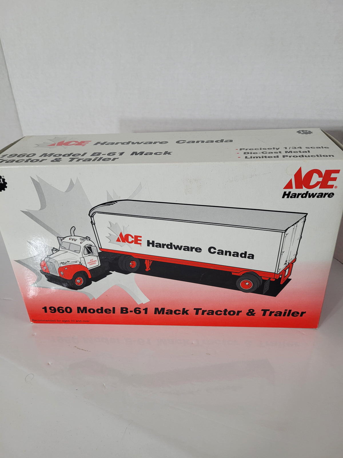 First Gear ACE Hardware Canada 1960 Mack B-61 Tractor & Trailer – 1:34 Scale – Boxed