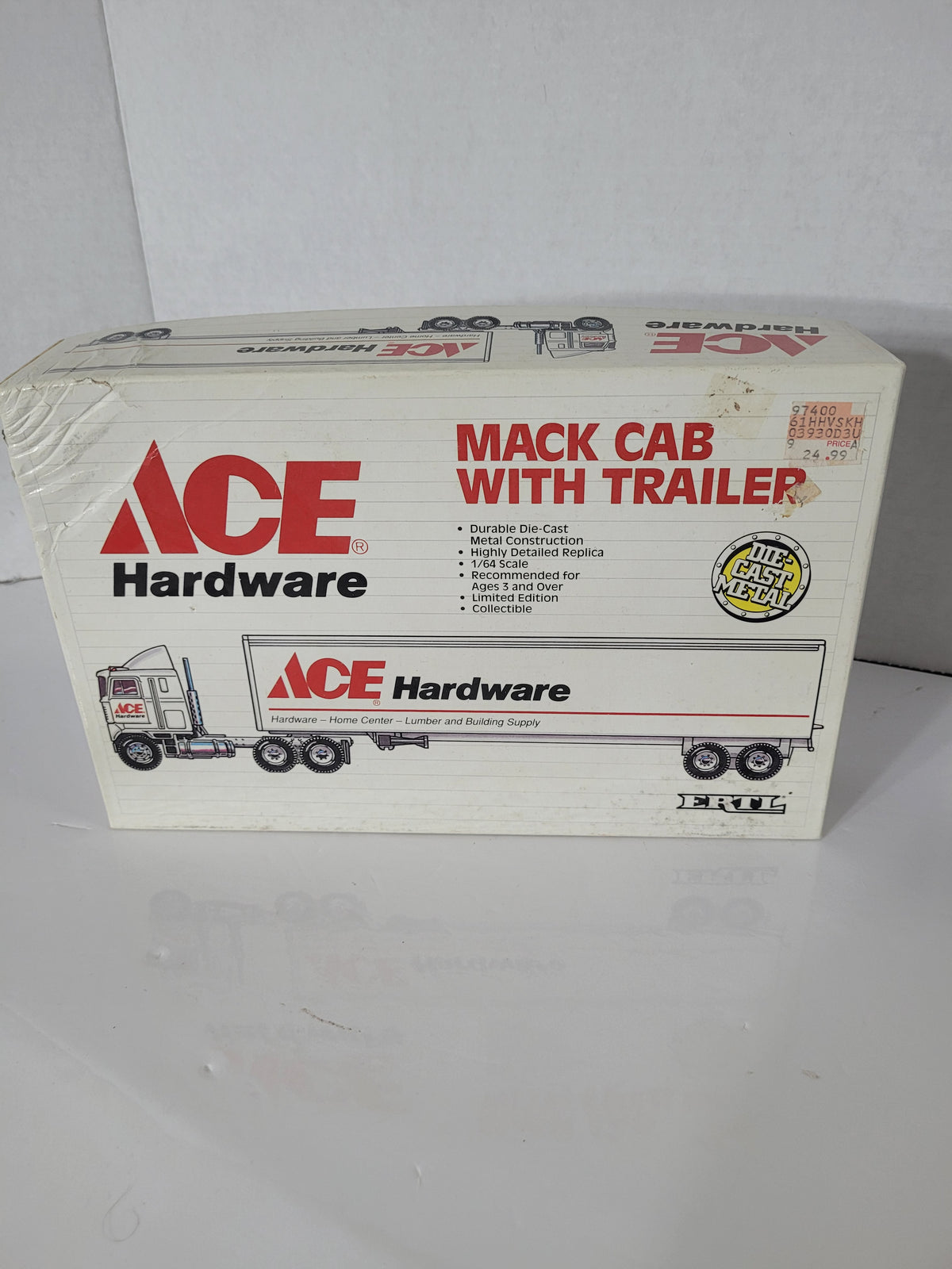 Vintage ERTL ACE Hardware Mack Cab & Trailer – 1:64 Scale – Original Box