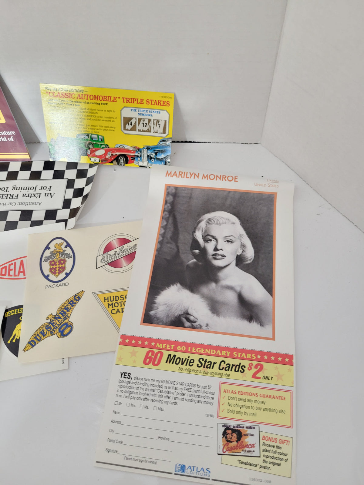 Atlas Editions Classic Cars Card Collection – Boxed with Decals & Original 1993 Paperwork