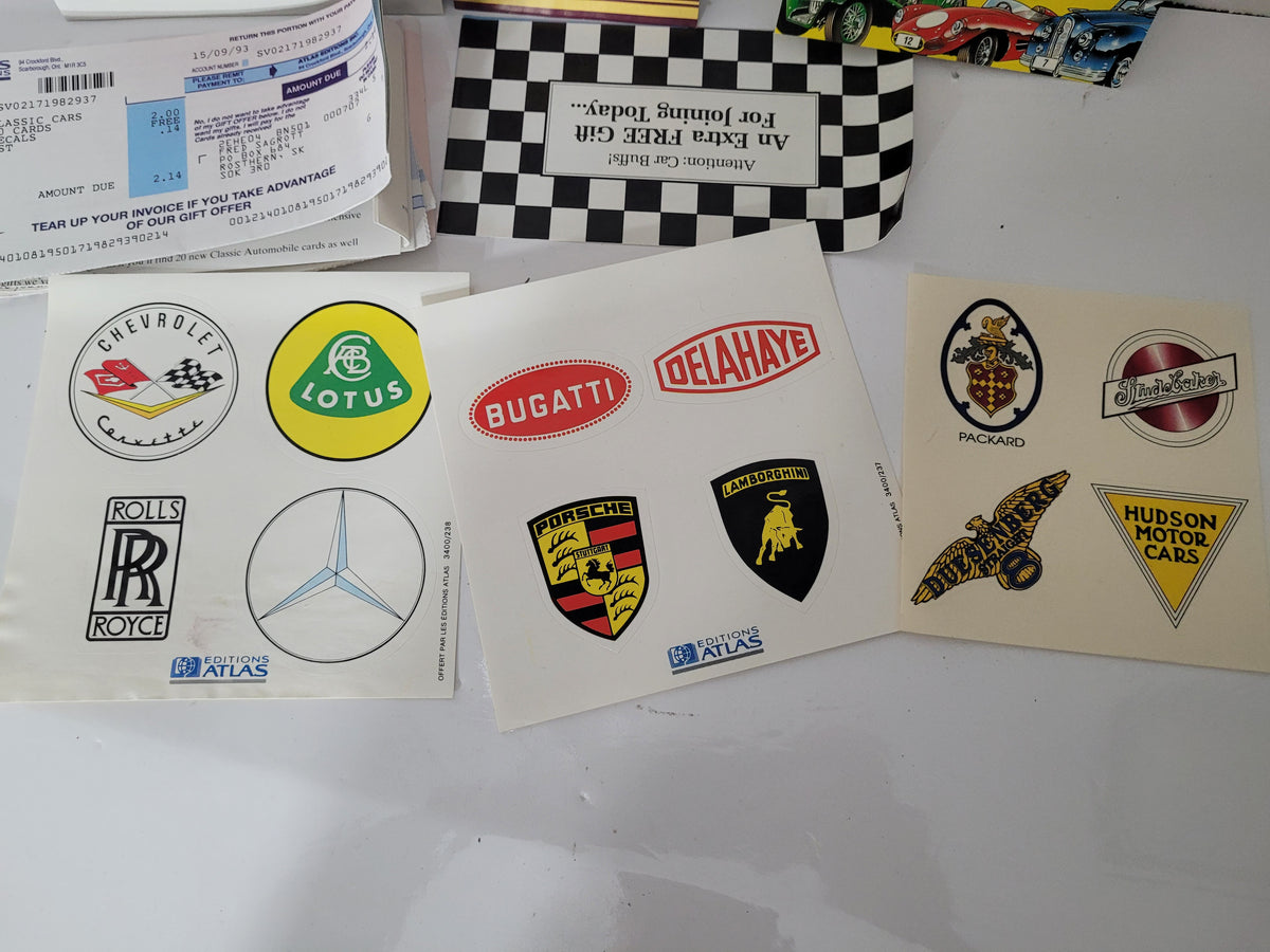 Atlas Editions Classic Cars Card Collection – Boxed with Decals & Original 1993 Paperwork