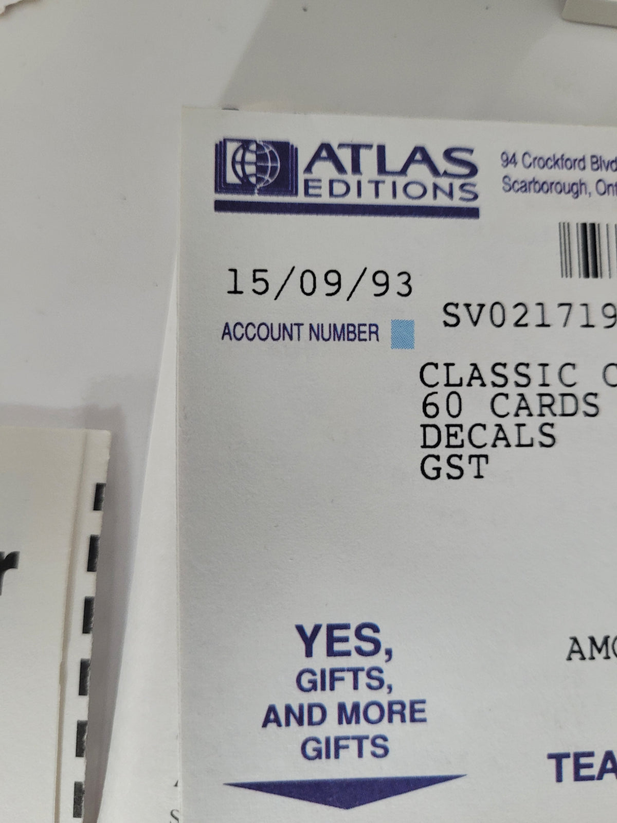 Atlas Editions Classic Cars Card Collection – Boxed with Decals & Original 1993 Paperwork