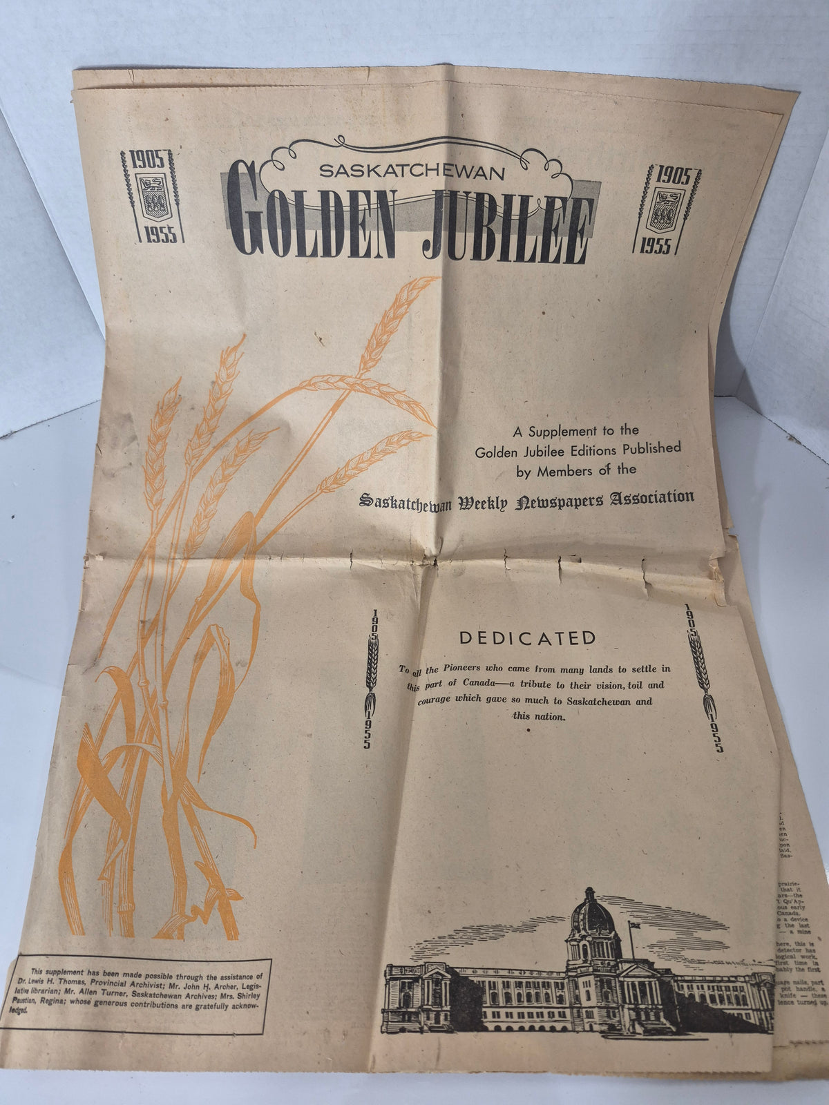 1955 Saskatchewan Golden Jubilee Newspaper Supplement – Prairie History & Tommy Douglas