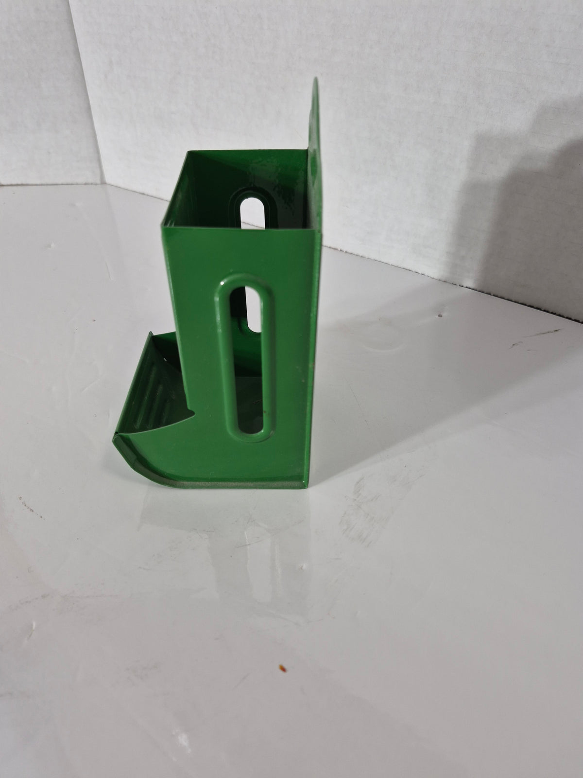 John Deere Tin Matchbox Holder – Wall Mount Match Holder with Pull-Out Tray – Moline Ill Leaping Deer Logo – Green and Yellow