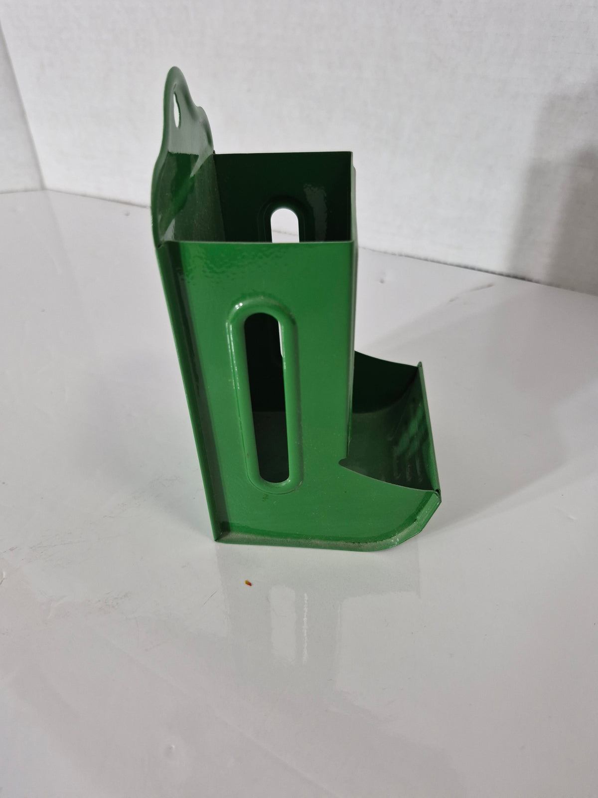 John Deere Tin Matchbox Holder – Wall Mount Match Holder with Pull-Out Tray – Moline Ill Leaping Deer Logo – Green and Yellow
